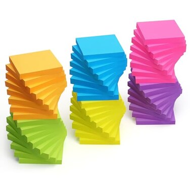 Winner Aura Sticky Notes 3x3 inch Bright Colors SelfStick Pads 48 PadsPack 90 SheetsPad Total 4320 Sheets