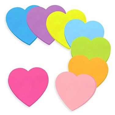 dogmoon Sticky Notes 560 Sheets 3 3 Inches Heart Shaped Bright Colors Self Sticky Notes Pad Colour Sticky Notes for Home Office Notebook8 Color