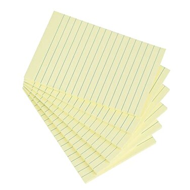 Vanpad Lined Sticky Notes 4X6 in Light Yellow Ruled Stickies Super Sticking Power Memo Pads Strong Adhesive 6 PadsPack 45 Sheetspad