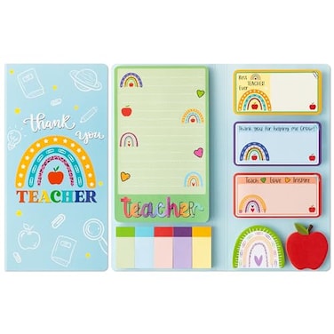 Xqumoi Boho Rainbow Teacher Sticky Notes Set 550 Sheets Thank You Teacher SelfStick Note Pads Teacher Appreciation Gift Writing Memo Pads Page Marker Back to School Office Supplies Color