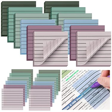 Yinder 24 Pack 720 Sheets Transparent Sticky Notes Translucent Clear Lined Self Sticky Notes for Bible Tabs Book Tabs Office School Supplies3 x 3 InchFresh Color