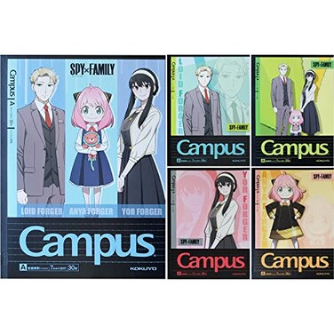 KOKUYO Composition Notebooks 5 Pack Campus SemiB5 Comp Book with Dot A 7mm Ruled 30 Sheets School Lined Notebook Spy x Family Limited Edition Journal Notebook for Women Work Study Note Taking