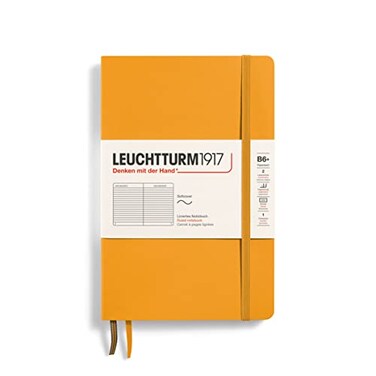 LEUCHTTURM1917 Notebook Softcover Paperback B6 123 Numbered Pages for Writing and Journaling Ruled Rising Sun