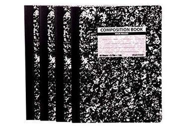 Mintra Office Composition Books Sturdy Flexible Cover 4 Pack Black Marble Comp Wide Ruled