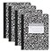 ROARING SPRING Hard Cover Composition Notebook 4 Pack Black Marble Comp Book 975 x 75 CollegeRuled with Margin 80 Sheets 160 Pages Made in USA