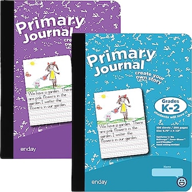 Enday Primary Journal Grades K2 Primary Writing Journal Half Page Ruled Primary Journal Composition Notebook for Kids 100 Sheets kids Notebook Purple and Blue 2 Pack