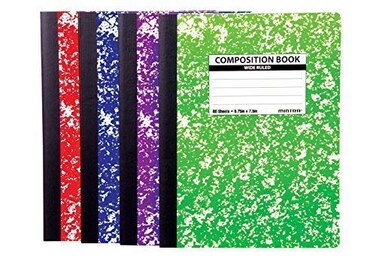 Mintra Office Composition Books Sturdy Flexible Cover 4 Pack Assorted Marble Comp Wide Ruled