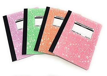 Mintra Office Composition Books Sturdy Flexible Cover 4 Pack Pastel Marble Comp Wide Ruled