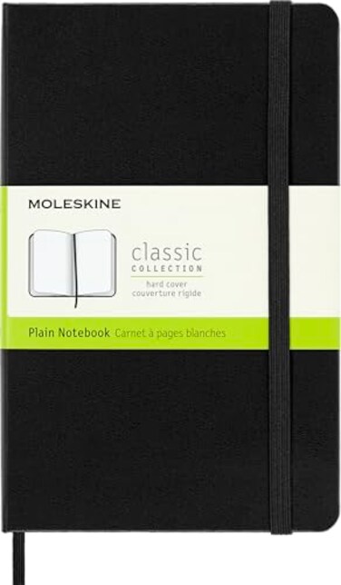 Moleskine Classic Notebook Hard Cover Medium 45 x 7 PlainBlank Black 208 Pages
