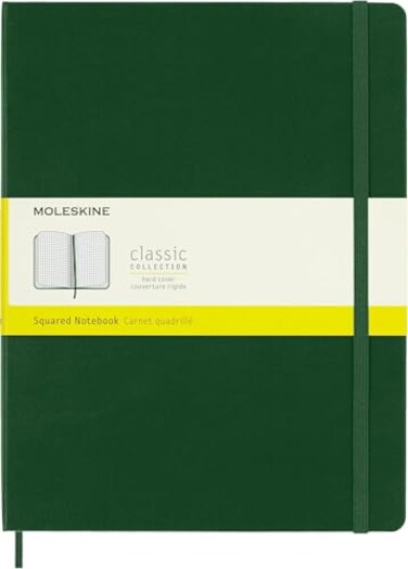Moleskine Classic Notebook Hard Cover SquaredGrid XL 75 x 95 Myrtle Green 192 Pages