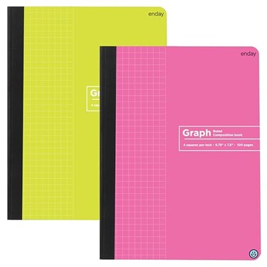 Enday Graph Paper Composition Notebook Hard Cover Graphing Notebook 4 Squares Per Inch Graph Ruled Composition Notebook Premium Quad Ruled Notebook 100 Sheets Pink and Yellow 2 Pack