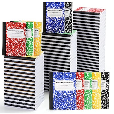 feela 120 Pack Mini Composition Notebook Bulk Cute Pocket Composition Note Pad Small Journal Notebooks for Students College School Supplies 45 X 325 Narrow Ruled 5 Marble Covers