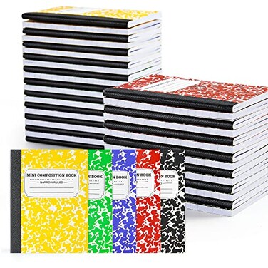 feela 40 Pack Mini Composition Notebook Bulk Cute Pocket Composition Note Pad Small Journal Notebooks for Students College School Supplies 45 X 325 Narrow Ruled 5 Marble Covers