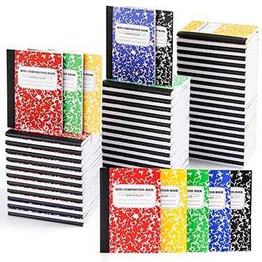 feela 90 Pack Mini Composition Notebook Bulk Cute Pocket Composition Note Pad Small Journal Notebooks for Students College School Supplies 45 X 325 Narrow Ruled 5 Marble Covers