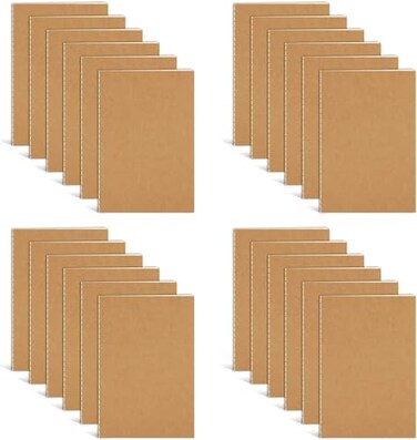 DWIYITTN 24 Pack A6 Mini Journal 35x 5 Thick Lined Paper Pocket Notebook Softcover Small Memo Notepad Brown Kraft