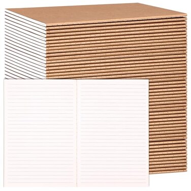 LABUK 48 Pack Lined Kraft Notebooks A5 Journals Bulk 83x55 Notebook Bulk for Traveler Journal Students Gift School Office Supplies 30 Sheets60 Pages