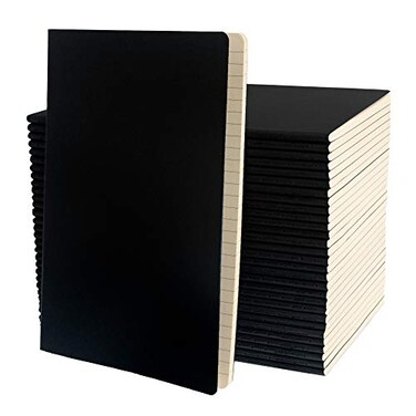 Simply Genius Journaling Notebooks A5 55 x 83In 30Pack Black Softcover 92 College Ruled Pages Writing Journal for Work Study Professional Use