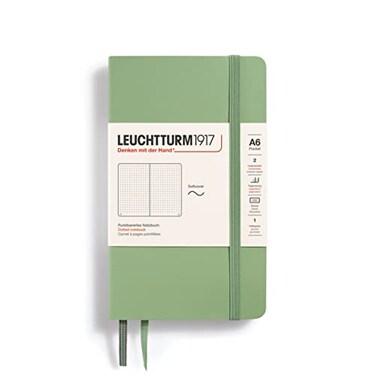 LEUCHTTURM1917 Notebook Softcover Pocket A6123 Numbered Pages for Writing and Journaling Dotted Sage