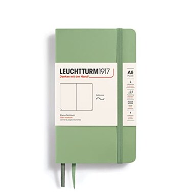LEUCHTTURM1917 Notebook Softcover Pocket A6123 Numbered Pages for Writing and Journaling Plain Sage