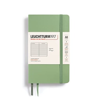 LEUCHTTURM1917 Notebook Softcover Pocket A6123 Numbered Pages for Writing and Journaling Ruled Sage