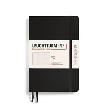 LEUCHTTURM1917 Notebook Softcover Paperback B6 123 Numbered Pages for Writing and Journaling Dotted Black