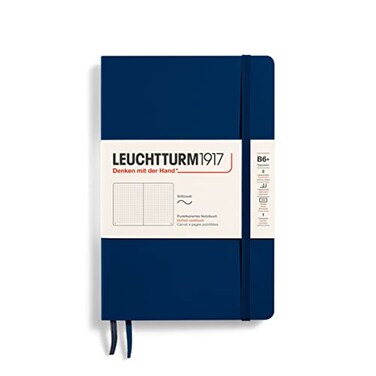 LEUCHTTURM1917 Notebook Softcover Paperback B6 123 Numbered Pages for Writing and Journaling Dotted Navy