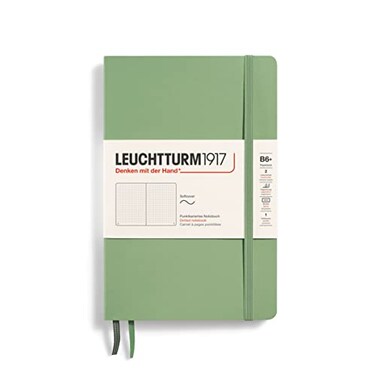 LEUCHTTURM1917 Notebook Softcover Paperback B6 123 Numbered Pages for Writing and Journaling Dotted Sage