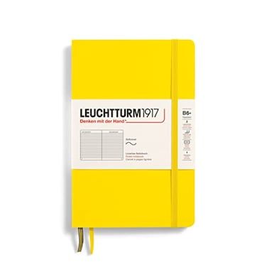LEUCHTTURM1917 Notebook Softcover Paperback B6 123 Numbered Pages for Writing and Journaling Ruled Lemon