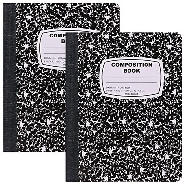 Enday Composition Notebook College Ruled 2 Pack Hard Cover Marble composition notebook 100 Sheets College ruled composition notebooks White Paper Composition books Black and white composition notebook