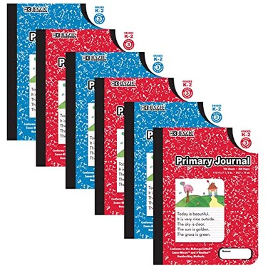 BAZIC PRODUCTS BAZIC Products 100 Count Primary Journal Marble Composition Book for School Notes Office Set of 6