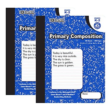 BAZIC PRODUCTS 100 Count Primary Marble Composition Book for School Notes Office 2 Pack