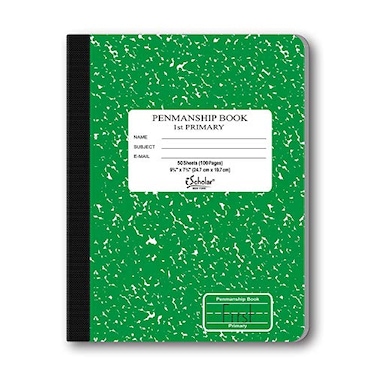 iScholar Grade 1 Primary Composition Notebook 775 x 975 Inches 50 Sheets Skip Line Ruling Green Marble 10018