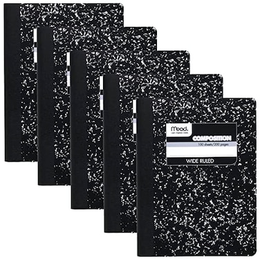 Mead Composition Notebooks Wide Ruled Paper 100 Sheets Comp Book 5 Pack 72368