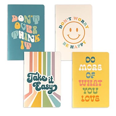 THiNKABLE Cute Notebook Set 4 Pack Pastel Journals 55 x 83 in 60 Pages Cute Pretty Inspirational Notebooks Soft Cover Journals for Students Back to School Notebooks for Kids Teens