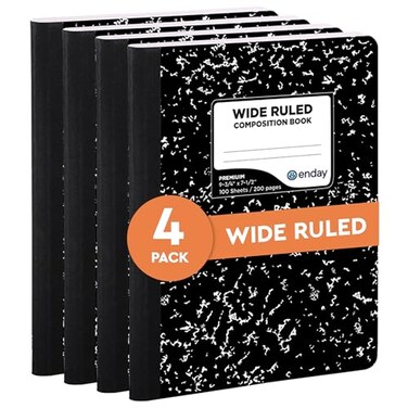 Emraw Marble Composition Notebook Wide Ruled Black and White Composition Books 100 Sheets 4 Pack By Enday