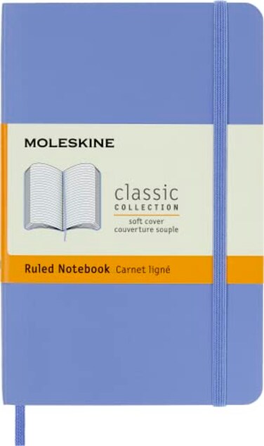 Moleskine Classic Notebook Soft Cover Pocket 35 x 55 RuledLined Hydrangea Blue 192 Pages