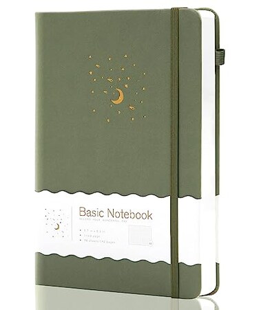 CAGIE Lined Journal Notebook for Work 196 Pages Medium 57 x 83 Hardcover Notebook Journal with Pen Loop Turquoise Ruled Gifts