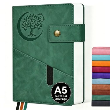 PAIBAS A5 Journal Notebook College Ruled 366 Pages Leather Journal for Men
