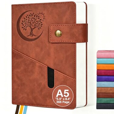 PAIBAS A5 Journal Notebook College Ruled 366 Pages Leather Journal for Men