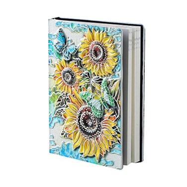 Felice Ann A5 Sunflower Embossed Faux Leather Cover Notebook Journal Writing Notepad Diary 100 Sheets