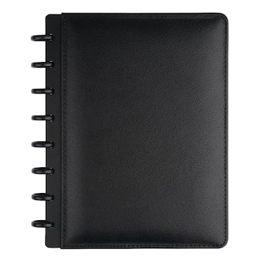 TUL Custom NoteTaking System Discbound Notebook Junior Size Leather Cover Black