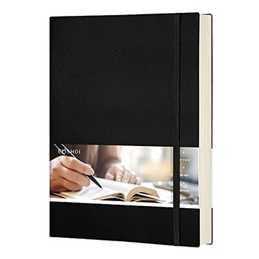 EMSHOI Dotted Journal Notebook B5 Large Softcover Leather Journal 192 Numbered Pages 100gsm Thick Dot Grid Notebook for Bullet Journaling Drawing Work School 748x1015Black