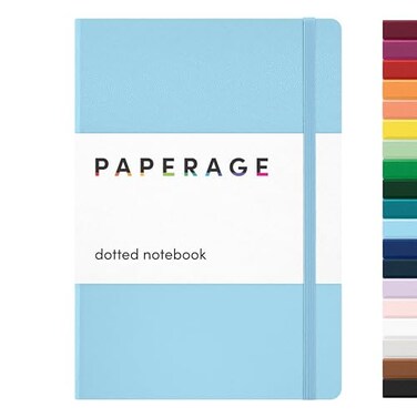 PAPERAGE Dotted Journal Notebook Light Blue 160 Pages Medium 56 in x 8 in 100 GSM Thick Paper Hardcover Journaling Notebook for Work School Bullet Journaling