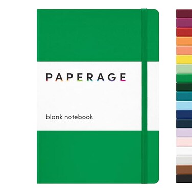 PAPERAGE Blank Journal Notebook Green 160 Pages Medium 56 in x 8 in 100 GSM Thick Paper Hardcover Journaling Notebook for Work School Note Taking or Sketching