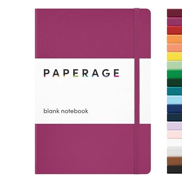 PAPERAGE Blank Journal Notebook Raspberry 160 Pages Medium 56 in x 8 in 100 GSM Thick Paper Hardcover Journaling Notebook for Work School Note Taking or Sketching