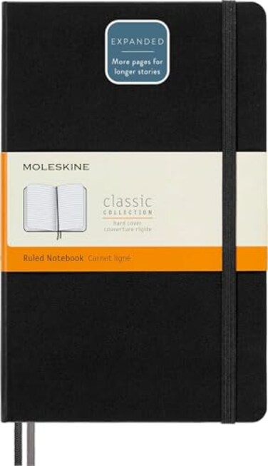 Moleskine Classic Expanded Notebook Hard Cover Large 5 x 825 RuledLined Black 400 Pages