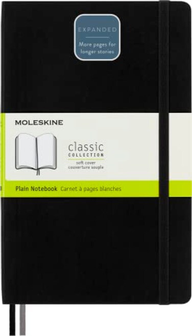 Moleskine Classic Expanded Notebook Soft Cover Large 5 x 825 PlainBlank Black 400 Pages