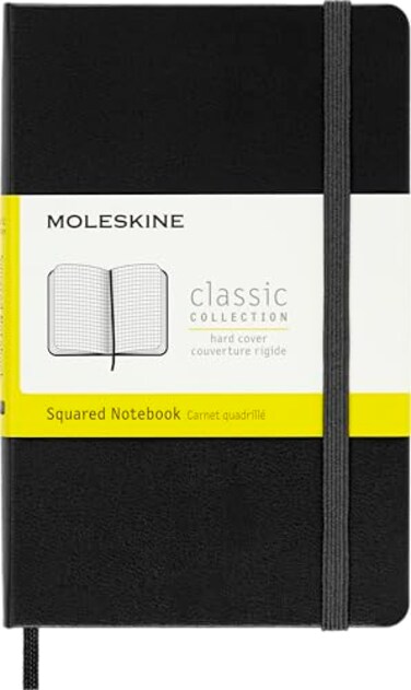Moleskine Classic Notebook Hard Cover Pocket 35 x 55 SquaredGrid Black 192 Pages