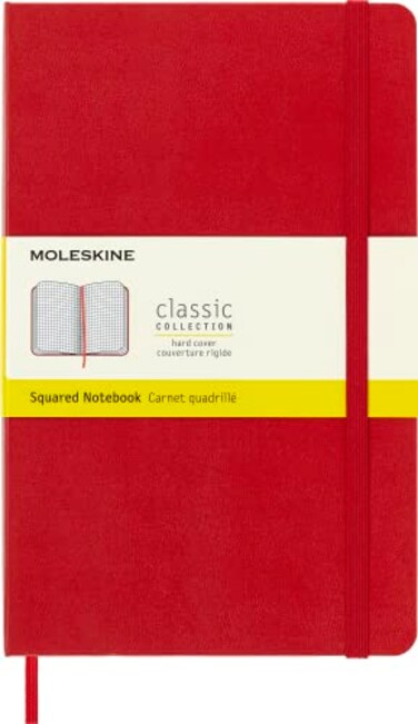 Moleskine Classic Notebook Large Squared Red Hard Cover 5 x 825
