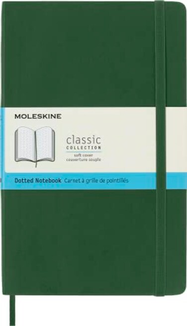 Moleskine Classic Notebook Soft Cover Large 5 x 825 Dotted Myrtle Green 192 Pages